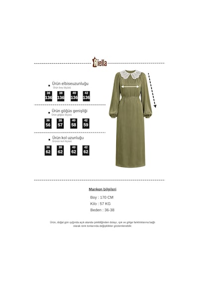 Riella Butik Dantel Yakalı Zarif Tesettür Elbise Soğan