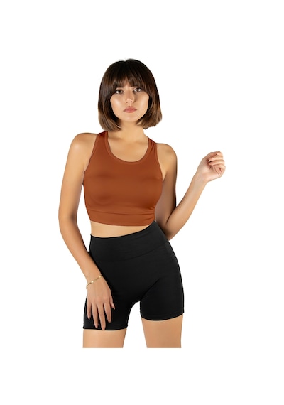Terapi Men Kiremit Sırt Detaylı Fitted/vücuda Oturan Kare Yaka Spor Bluz Kiremit