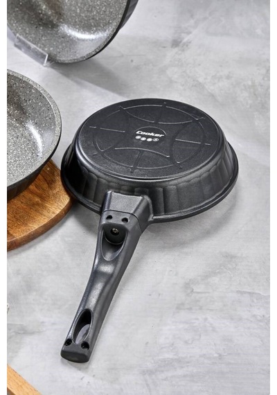 Cooker 3 Parça Granit Döküm Tava Seti 20 24 28 Cm Ckr3898 Siyah