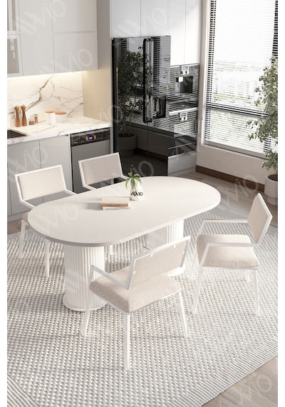 Avvio Tracy Bohem Ayak 80x140 Yemek Masası Mutfak Masası 4 Kişilik Masa Sandalye Takımı Beyaz Avvio Tracy Bohem Ayak 80x140 Yemek Masası Mutfak Masası 4 Kişilik Masa Sandalye Takımı Beyaz