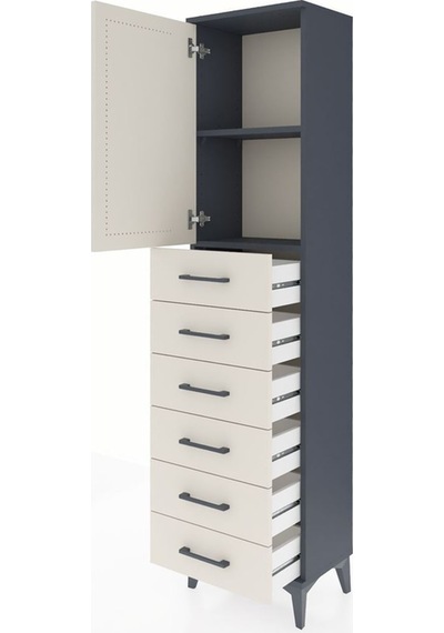 Arges Dolap 2 Raflı 6 Çekmeceli Tek Kapaklı 44x30x182 Antrasit-aytaşı Aytası Arges Dolap 2 Raflı 6 Çekmeceli Tek Kapaklı 44x30x182 Antrasit-aytaşı Aytası