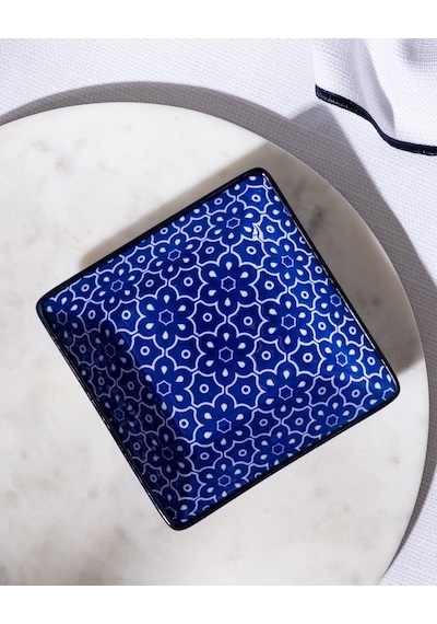Reve Bleu Mais Kare Tabak - 12 Cm - Mavi/beyaz 8684427225738 Çok Renkli