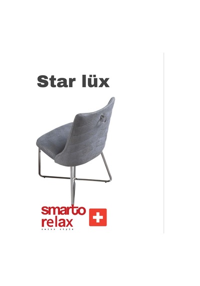 Smarto Relax Star Lüx 2'li Yemek Masası Sandalye Seti - Metal Ayaklı, Gri Kumaş Gri
