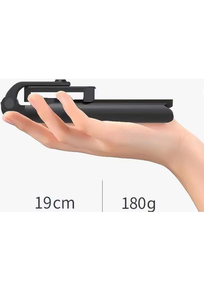 Else Nippon, Bluetooth Kumandalı Selfie Çubuğu - Monopod - Tripod Vlog Telefon Tutucu Siyah Standart