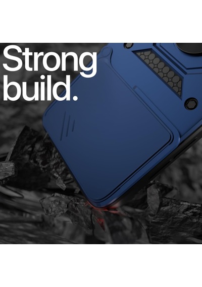 Caseonn Vivo X200 Fe Kılıf Sürgülü Kamera Korumalı Yüzüklü Mıknatıslı Tank Kapak Lacivert