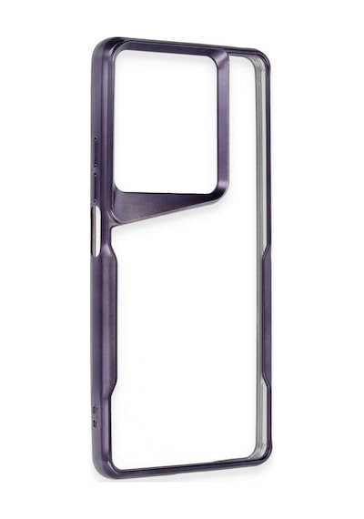 Redmi Note 13 Pro 4g Kılıf Metal Çerçeve Görünümlü Kırılmaz Boyi Kapak Derin Mor