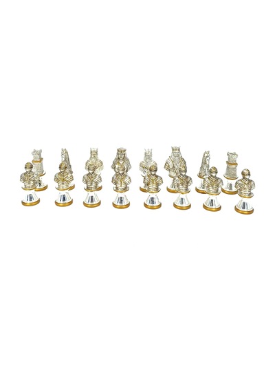 Orta Çağ Temalı Kurşun Satranç Taş Seti – Gold & Silver
