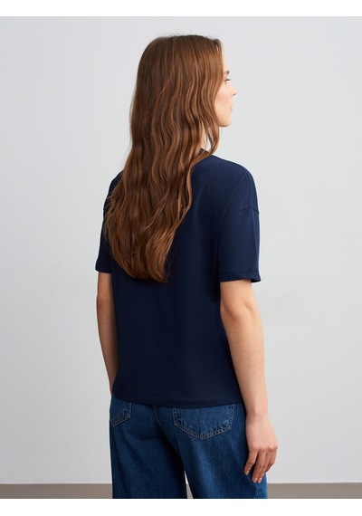 Dilvin 3683 Basic T-shirt-Koyu Lacivert