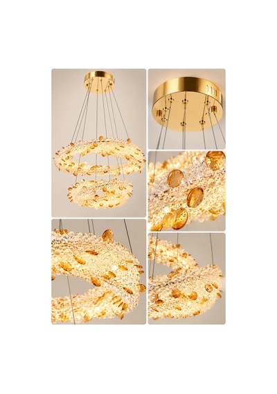 Modern Premıum Gold Led Avize 3 Renkli Lüks Sarkıt Salon Yemek Odası Avizesi 100w Beyaz