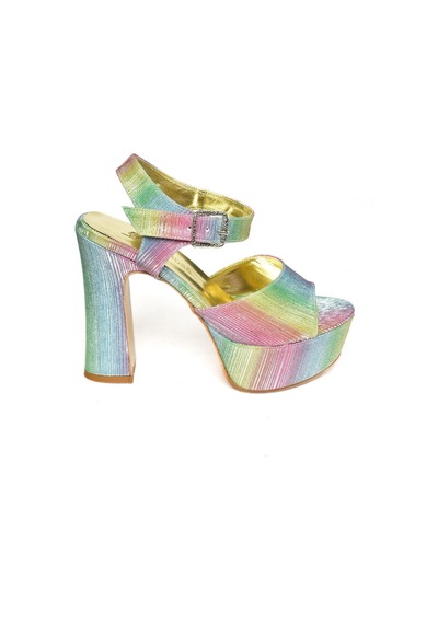 Fox Shoes S246057114 Renkli Platform Topuklu Kadın Ayakkabı Çok Renkli