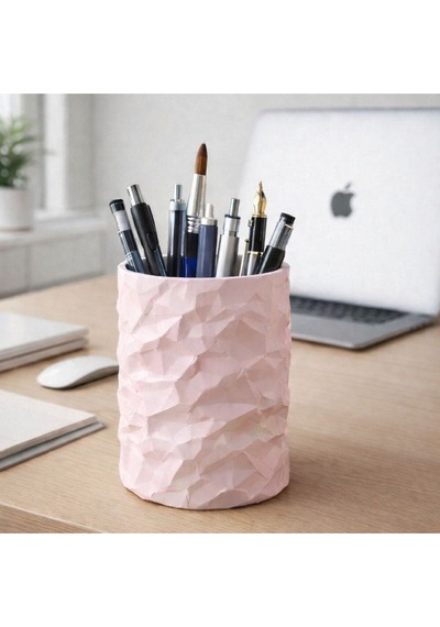 Dokulu 3d Yazıcı Üretimi Dekoratif Masa Üstü Kalemlik Ve Organizer