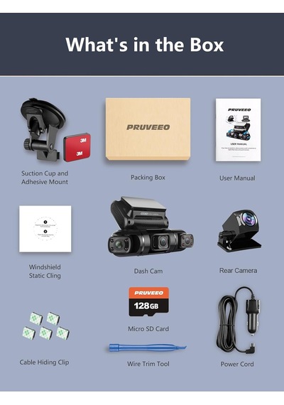 Pruveeo Dash Cam, 4 Kanallı Kamera Fhd 1080px4, Ön, Sol, Sağ Ve Arka, Ön Ve Arka İç, Dahili Gps Wifi, 256 Gb Max,
