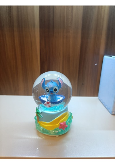 Stitch Müzikli Işıklı -10cm-8cm Kayıklı Figürlü Kar Küre 10-8
