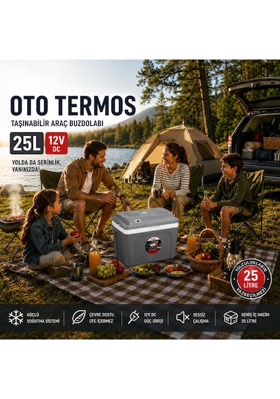 25 Litre 12v Oto Buzdolabı Termos- Portatif, Elektrikli, Oto Şarj Kablolu 1050 Thermoelectric Cooler 12v. -444