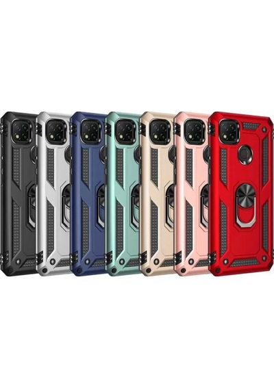 Newface Xiaomi Redmi 9c Kılıf Sofya Yüzüklü Silikon Kapak - Gold Altın