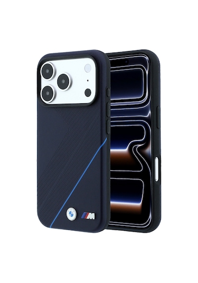 Apple Uyumlu iPhone 18 Pro Max Kılıf Bmw Lisanslı M-safeli M Logolu Lastik İzi Desenli Mavi Çizgili Kapak Laciver Lacivert