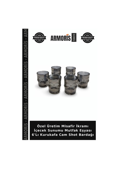 Özel Üretim Misafir İkramı İçecek Sunumu Mutfak Eşyası 6'lı Kurukafa Cam Shot Bardağı