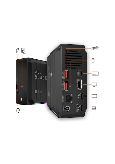 WD D50 Game Dock Black Emea WDBA3U0010BBK-EESN 1 TB Thunderbolt 3 SSD