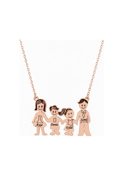 Gümüş Aile Kolyesi - Rose Rose Gold