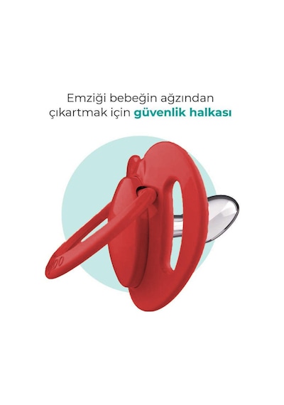 Mamajoo Ortodontik Emzik Seti 6 Ay+ Kırmızı & Beyaz | İkili, Silikon, Damaklı | Sterilizasyon & Saklama Kabı