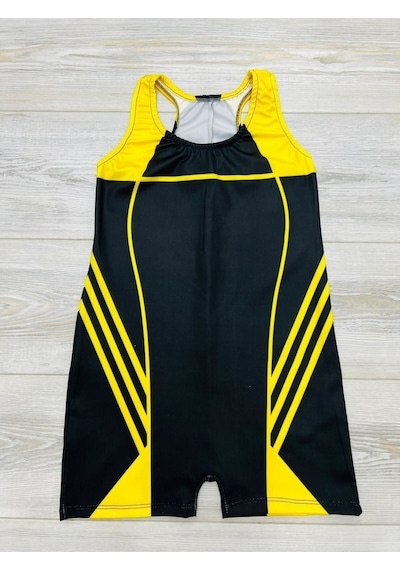 My Kids Wear Yüzücü Şortlu Kız Çocuk Mayo Sarı - Siyah