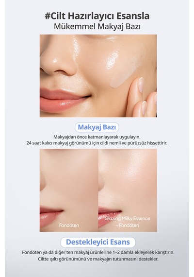 Pirinç Pdrn, Hyalüronik Asit Ve Peptit İçerikli Nemlendirici Makyaj Öncesi Esansı Makyaj Bazı Clıo Glazing Milky Essence Mini