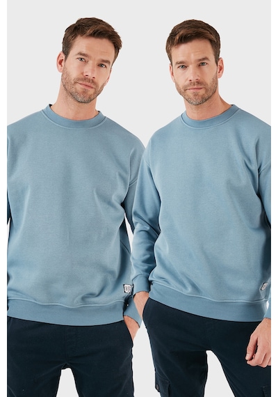 Buratti Regular Fit Bisiklet Yaka Şardonlu 2'Li Paket Erkek Sweat 5905255S2 Mavi-Mavi
