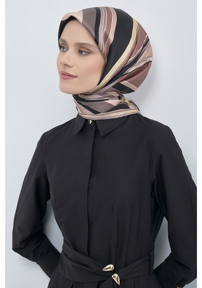 Armine Saf İpek Sura Eşarp-2026 İlkbahar-yaz- 951400d Pudra-Siyah