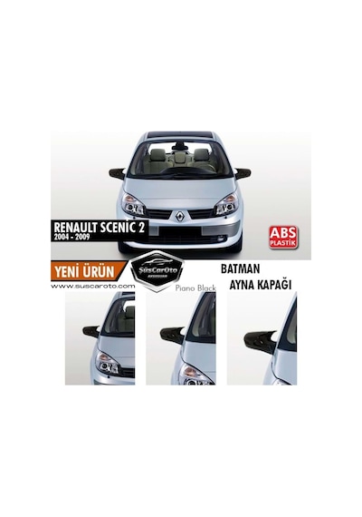Renault Scenic 2 2004-2009 Batman Yarasa Ayna Kapağı Piano Black
