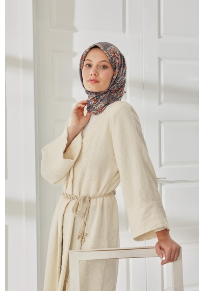 Silk Home Soft Eşarp 73093-18 Gri, Turuncu, Ekru, Bebe Mavi