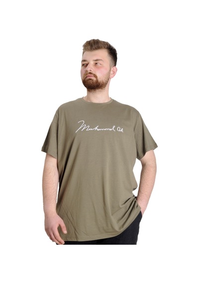 Mode Xl Büyük Beden Erkek T-Shirt Muhammed Alı 23160 Haki 001