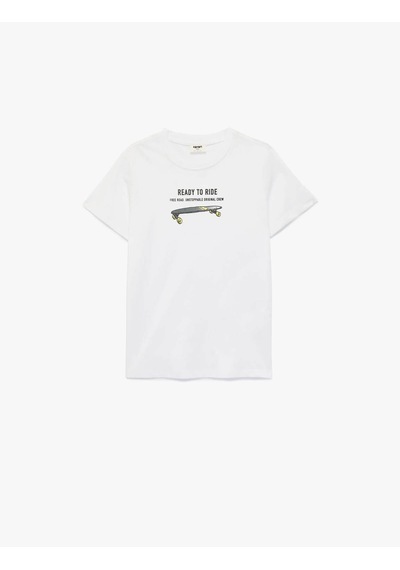 Koton Baskılı Beyaz Erkek Çocuk T-shirt 6skb10116tk Beyaz