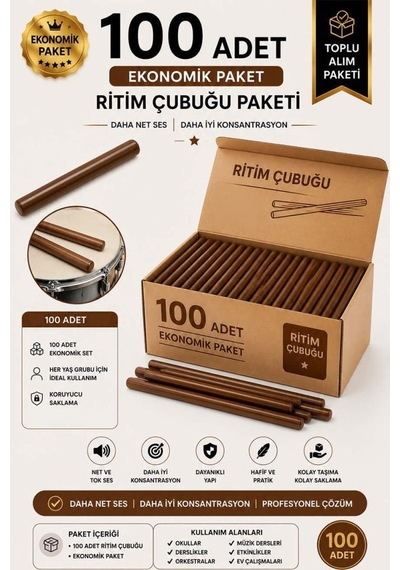 Midex Orf-bt-25brw-50x Kahverengi Ritim Çubuğu Paketi 25 Cm Karbon Fiber Örf Aletleri Seti Toptan Paket Tek Renk 50 Çift