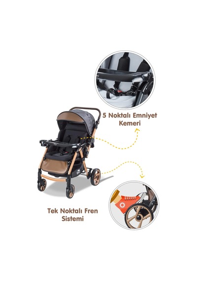 Babycare Combo Maxi Pro Çift Yönlü Bebek Arabası Gold