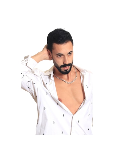 Labalaba Erkek Lak Kaplama Kalın Zincir Formlu Kolye Gümüş Sarı