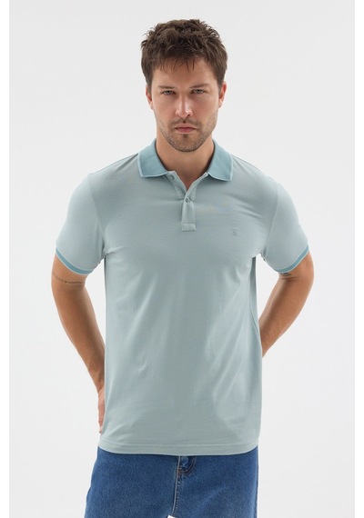 Mavi Polo Yaka Pike Kısa Kol Slim Fit %100 Pamuk Tişört 1011260171 Buz Mavi