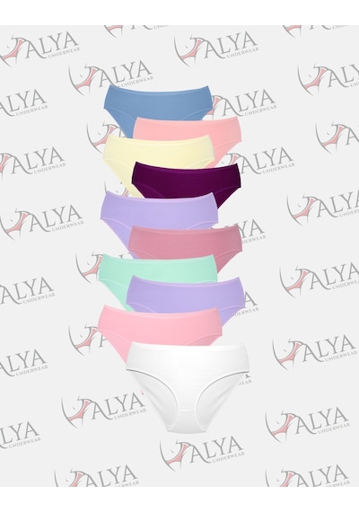 Alya Underwear Kadın Külot Basic Slip Renkli Pamuklu Iç Çamaşırı 10'lu Paket Multicolor-x32 Multicolor - X33