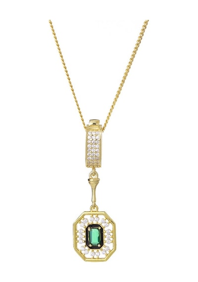 3-5 Mm Baget Yeşil Zirkon Taşlı 925 Ayar Gümüş Gold Rengi Kadın Kolye Gold - Rodyum