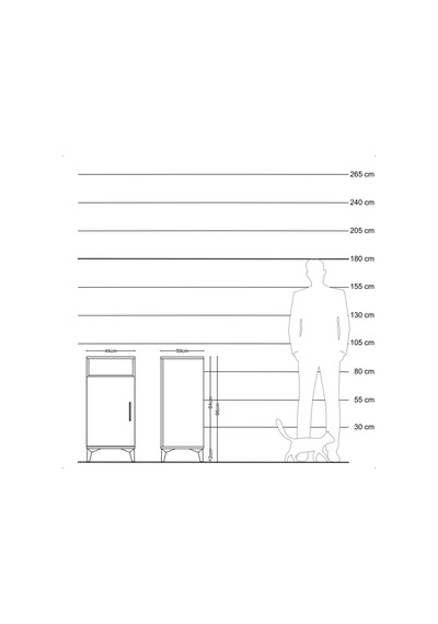 Kronos Komodin 3 Raflı Tek Kapaklı 44x59x96 Çam-antrasit Çam
