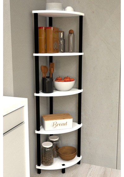 Gusto 5 Katlı Mutfak Rafı Çok Amaçlı Mutfak Düzenleyici Dekoratif Mutfak Raf Ünitesi Ve Organizer - Beyaz Beyaz