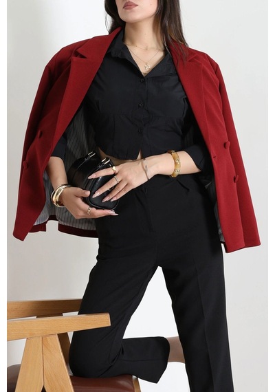 Modi Blazer Ceket Bordo - 8797.179. Açık Bordo