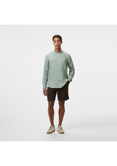 Nautica Erkek Yeşil Classic Fit Keten Gömlek Düz W55101t Yeşil