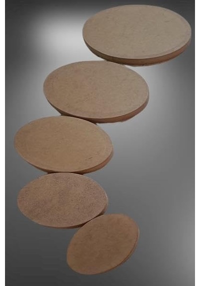Tr Hobi Adn 90245 Dekoratif Oval Tepsi Pano 5 Adet Cnc Kesim Ahşap Mdf Ham El Yapım Genel