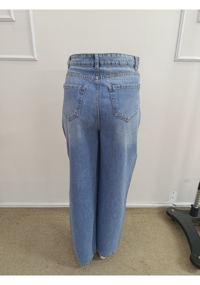 Bhrwear Kadın Yüksek Bel Taşlı Cep Detaylı Paçaya Doğru Genişleyen Kot Pantolon Renkli