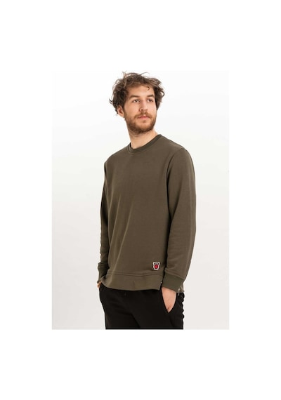 Erkek Bisiklet Yaka Fermuar Detaylı Sweatshirt Haki Haki