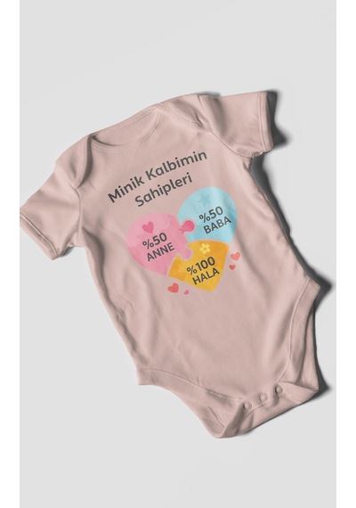 Morivokids Aileye Özel Kısa Kollu Bebek Body %100 Pamuk Pastel Pembe
