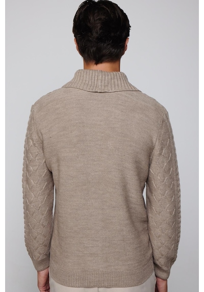 Tudors Slim Fit Dar Kesim Desenli Yumuşak Dokulu Düğmeli Kahverengi Erkek Hırka-29568-kahverengi Kahverengi