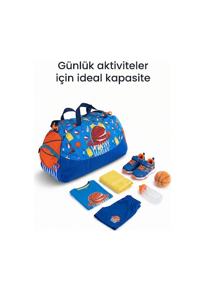 Basketbol Desenli Çocuk Spor & Seyahat Çantası 25 L Lacivert