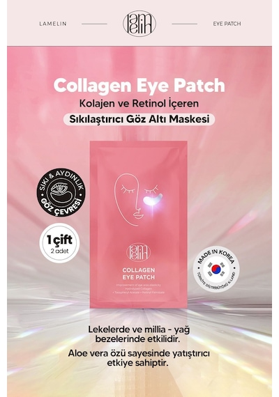 Lamelin Allantoin, Kolajen ve Retinol İçeren Sıkılaştırıcı Göz Altı Maskesi Lamelin Collagen Eye Patch