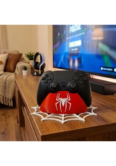 Playstation 5 Controller Standı - Örümcek Ağı Temalı Stand - Gamer  Kırmızı